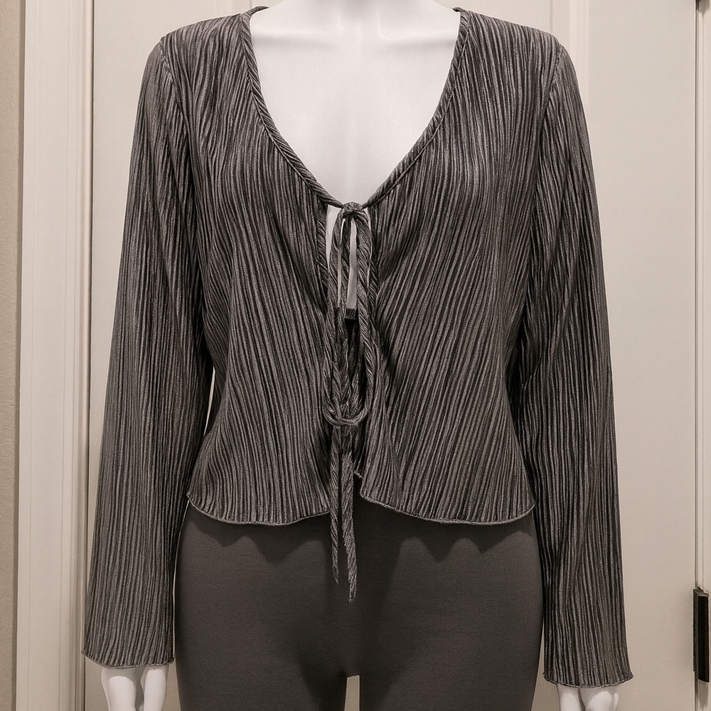 Plisse Gunmetal Tie Front Blouse Urban Social Nordstroms Classy Evening  Date